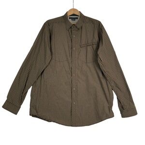 ExOfficio Mens 2XL Plaid Long Sleeve Snap Check Shirt Brown ESCC-60 Hiking Trail